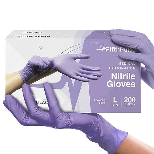 Lilac Nitrile Disposable Gloves - 200 Count - 3 Mil Nitrile Gloves Large - Powder and Latex Free Rubber Gloves - Surgical Medical Exam Gloves - Food Safe Cooking Gloves