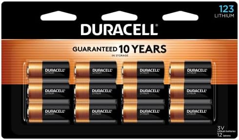 Duracell CR123A 3V Lithium Battery, 12 Count Pack, 123 3 Volt High Power Lithium Battery, Long-Lasting for Home Safety and Security Devices, High-Intensity Flashlights, and Home Automation