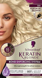 Schwarzkopf Keratin Blonde Hair Dye Platinum Blonde 001, Ultra Lightening Kit, 1 Application - Hair Bleach Enriched with Keratin, Lightens up to 9 Levels and Protects Hair from Breakage**