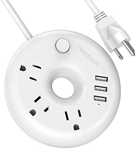Travel Power Strip, TESSAN Power Strip with USB, 3 Outlets 3 USB for Cruise Trip, Portable Desktop Charging Station 5 Ft Extension Cord, for Business Trip, Home and Hotel