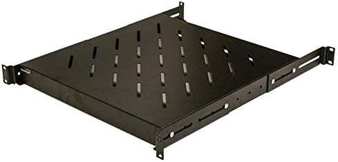 NavePoint 1U 19-Inch Fixed 4-Post Rack Mount Server Shelf with Adjustable Depth from 18-29 Inch Black