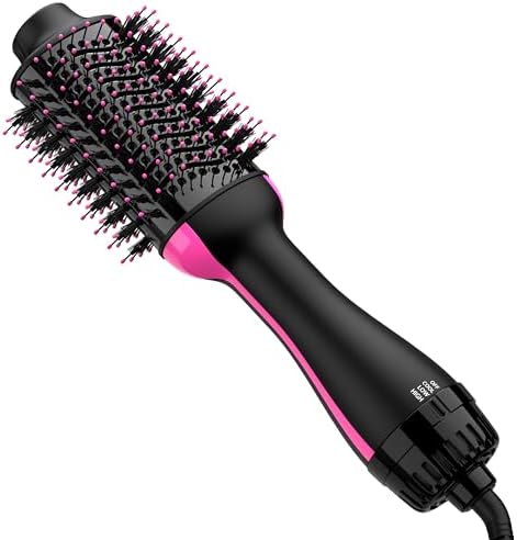 Hair Dryer Blow Dryer Brush in One, Upgraded 4 in 1 Hair Dryer and Styler Volumizer with Negative Ion Anti-frizz Ceramic Titanium Barrel Hot Air Brush Hair Straightener Brush
