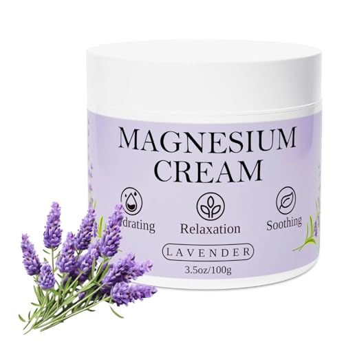 Magnesium Lotion for Sleep, Topical Lavender Butter Cream for Daytime Bedtime Relief Sooth Relax Muscle Fatigue for Body Leg Arms Restless, Hydrating Nourishing Cream for All Skin,3.5 OZ