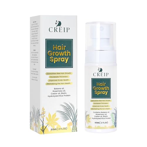 Hair Growth Spray, 2 FL OZ: Natural Formula with Batana, Castor and Rosemary Oil, Rice Water, and Biotin for Women and Men - Stimulates Hair Follicles & Promotes Hair Thickening