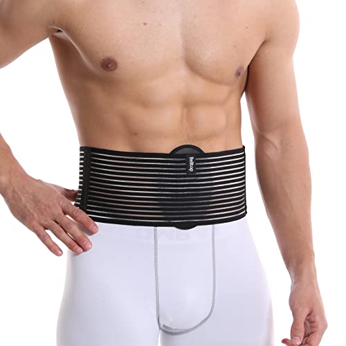 Umbilical Hernia Belt for men & women. Abdominal Binder - compression pad for naval (double thickness). Hernia support belt: ventral, incisional, epigastric, belly button hernias. Prevention aid (XXL)
