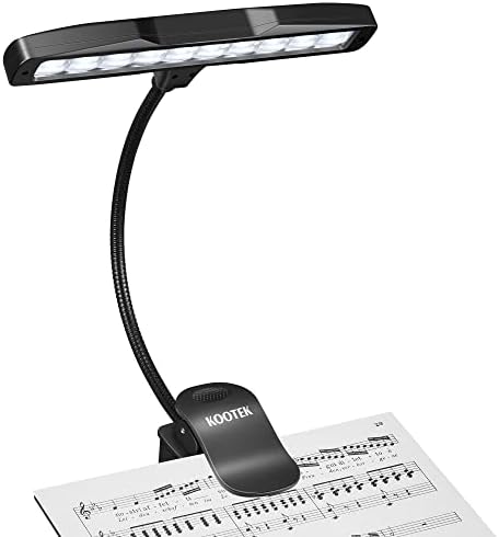 Kootek Music Stand Light, Eye Caring Clip-on Piano Light, 360° Flexible Neck Adjustable Brightness USB Rechargeable Light Lamp for Piano, Sheet Music, Book Reading