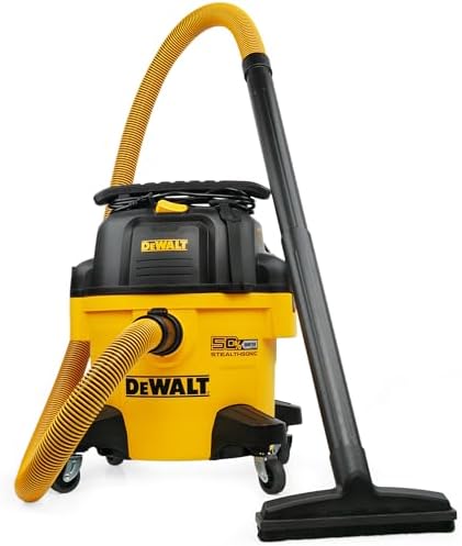 DEWALT 6-Gallon STEALTHSONIC Ultra Quiet Poly Shop Vacuum Wet and Dry, 5 Peak HP Noise Reduction Wet/Dry Vac for Jobsite, Workshop, and Garage, DXV06P-QTB