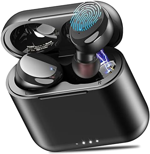 TOZO T6 True Wireless Earbuds Bluetooth 5.3 Headphones 45H Long Playtime, Wireless Charging Case, IPX8 Waterproof Stereo Earphones, Built-in Mic Calls, Headset Premium Deep Bass 32 Preset EQs via APP