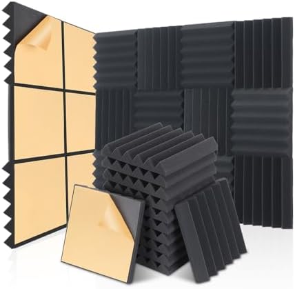 36 Pack Acoustic Foam Panels with Self-Adhesive 12" X 12" X 2" Wedges Sound Proof Foam Panels for Walls High Density Soundproof Wall Panels for Studio and Home