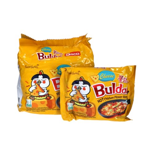 Samyang Buldak Hot Chicken Spicy Ramen Korea Instant Packaged Noodles,4.94 oz,Cheese,5 Pack