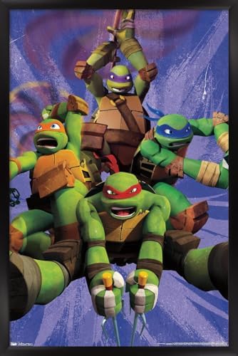 Trends International Nickelodeon Teenage Mutant Ninja Turtles - Team Wall Poster, 14.725" x 22.375", Black Framed Version