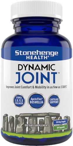 Stonehenge Health Dynamic Joint Supplement - Comfort, Mobility, Flexibility with AprèsFlex Boswellia, MSM, Collagen, Bromelain, Turmeric, Vitamin C, D3 (60 Capsules)