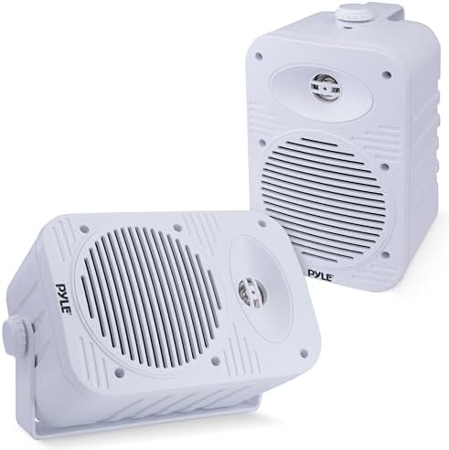 Pyle 500 Watt Bluetooth Indoor Outdoor Speakers Pair - Dual Waterproof 5.25” 2-Way Full Range Speaker System w/ 1/2” High Compliance Polymer Tweeter | Home, Boat, Marine, Deck, Patio, Poolside (White)