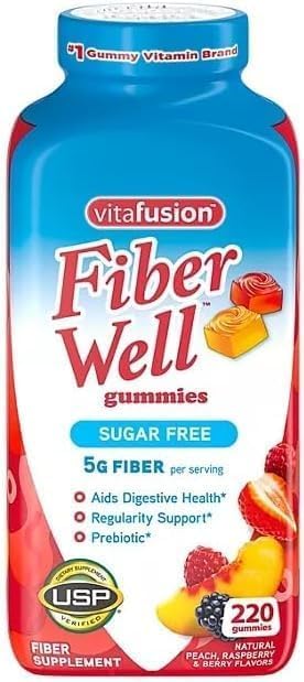 Generic Vita-Fusion Fiber Well Sugar Free Gummies Supplement, Peach, Strawberry and BlackBerry Flavored Supplements,Peach,Strawberry (220 Count)