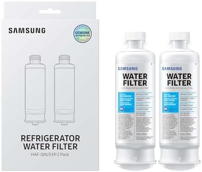 SAMSUNG Genuine Filters for Refrigerator Water and Ice, Carbon Block Filtration for Clear Drinking Water, HAF-QIN-2P, 2 Pack