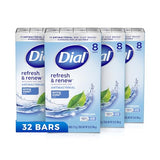 Dial Antibacterial Bar Soap, Spring Water, 32 Bars, 8 Count (Pack of 4)