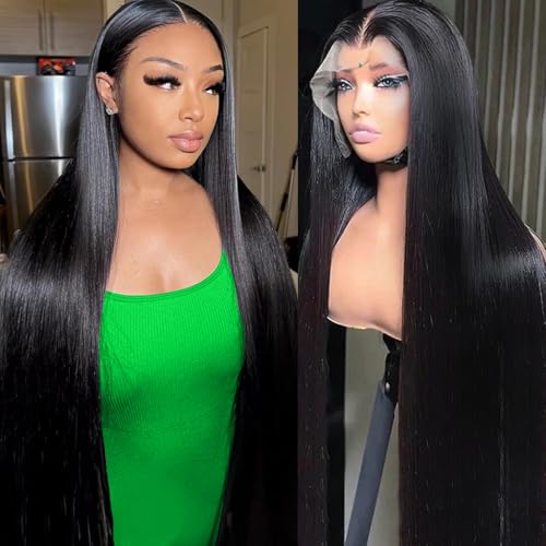 30 Inch 13x6 Lace Front Wigs Human Hair Pre Plucked Straight HD Lace Front Wigs Human Hair 180 Density 13x6 Frontal Wigs Human Hair with Baby Hair Straight Glueless Wigs Human Hair for Women