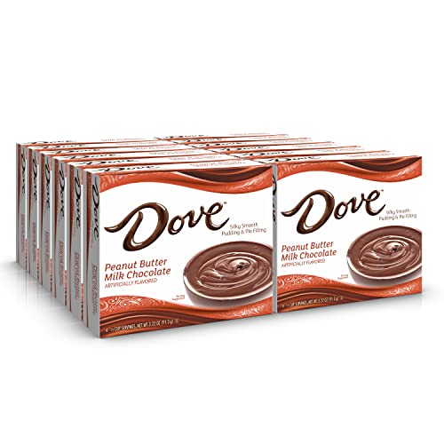 Dove Pudding Mix, 3.34 oz. Box (12 Pack), Peanut Butter Milk Chocolate – Rich Indulgent Pudding Mix and Pie Filling, 4 Servings Per Box, Kosher, Peanut-Free Dessert Mix