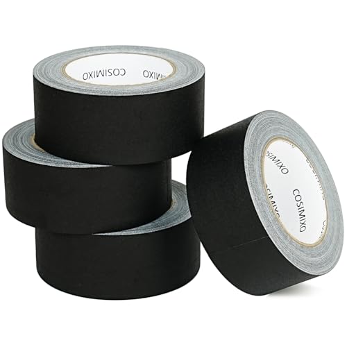 COSIMIXO 4-Pack Black Gaffers Tape 30 Yards x 2 Inch - Waterproof, No Residue, Non-Reflective, Easy Tear, Matte Gaffer Stage Tape - Gaff Cloth Tape for Photography, Filming Backdrop
