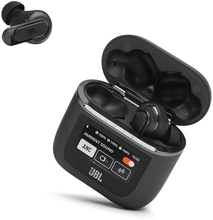 JBL Tour Pro 2 - True Wireless Noise Cancelling Earbuds with Smart Charging Case, 6-mic Perfect Calls with Voice Control, Up to 40hrs of Playtime, Immersive Spatial Sound (Black)