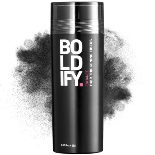 BOLDIFY Hair Fibers (28g) - Fill In Thinning and Fine Hair for an Instantly Fuller, Thicker Look - 14 Shades for Women & Men - Black