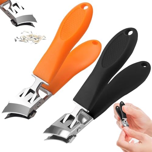 Wide Jaw Opening Anti-Splash Slanted Nail Clipper,No Splash Nail Trimmer for Men,Slanted Nail Clippers, Ingrown Nail Clippers Wide Jaw Slanted Toenail Clippers for Women and Men (Black+Orange)