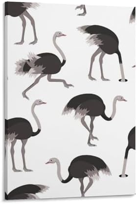 Ostrich Escapist Canvas Hanging Picture Vintage Wall Artwork Painting Poster Home Decor Frame-Style 12x18inch(30x45cm)