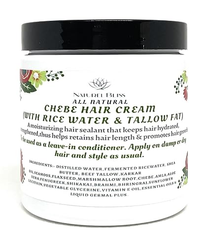 Croton Zambesicus (also know as Chebe powder) Hair Growth Cream|Leave in Conditioner|With Fermented Rice Water & Tallow|Aloe Vera|Sea Moss (Unscented, 8 oz)