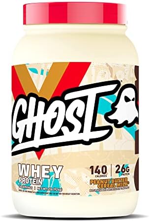GHOST Whey Protein Powder, Peanut Butter Cereal Milk - 2LB Tub, 26G of Protein - Flavored Isolate, Concentrate & Hydrolyzed Whey Protein Blend - Post Workout Shakes - Soy & Gluten Free