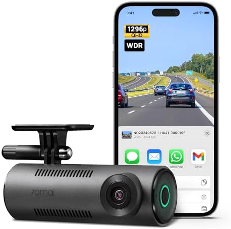 70mai Dash Cam M310, Dash Camera for Cars 1296P QHD, Smart Dash Cam Front Built in WiFi, 130° Wide-Angle FOV, WDR, Night Vision, iOS/Android Mobile App, Loop Recording, Parking Monitor, Time-Lapse