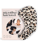 Kitsch Microfiber Hair Towel Wrap for Women - Quick Dry Towel | Microfiber Towel for Hair | Hair Drying Towel Wrap for Long Hair | Hair Towels for Women | Hair Turban Towel for Wet Hair (Leopard)