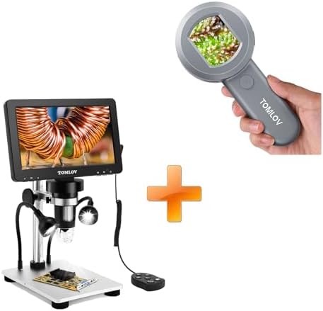 TOMLOV P10 Microscope for Adults Kids, Portable 100X Illuminated Jewelers Loupe, Handheld Coin Magnifier with Light for Collectors+DM9
