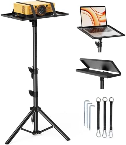 Perlegear Projector Stand Tripod, 21" to 45" Height Adjustable Laptop Stand, Portable Tall Projector Stand 90°Tilt with Spikes for Outdoor Movies, Camping, Office, Home, Stage, or Studio, DJ Rack