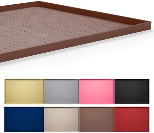 Hubulk Dog Feeding Mat,100% Waterproof Food Grade Silicone Pet Food and Water Bowl Placemat,Dishwasher, High Raised Edge to Prevent Spills,Nonslip Tray to Stop Messes on Floor（24"x16"x0.5", Brown）