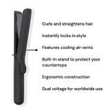 L'ANGE HAIR Le Duo Grande 360° Airflow Styler | 2-in-1 Curling Wand & Titanium Flat Iron Hair Straightener | Professional Hair Curler with Cooling Air Vents to Lock in Style | Adjustable Temp (Black)