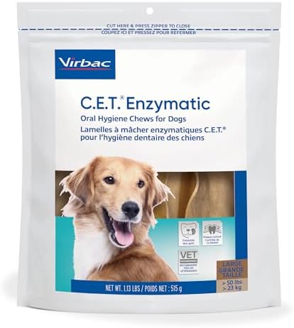 C.E.T. Enzymatic Oral Hygiene Chews for Dogs - Plaque & Tartar Control - Single Layer Beefhide with Exclusive Dual-Enzyme System & Tasty Chicken Flavor - Easy to Give Dog Dental Chew