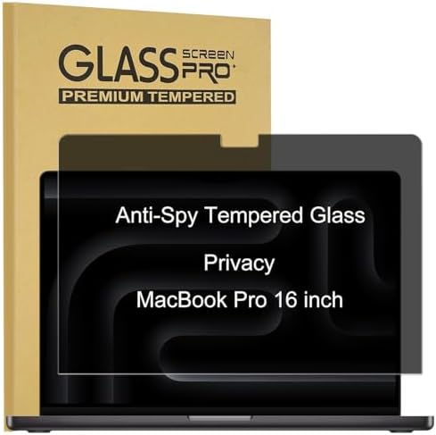 Privacy Tempered Glass Screen Protector Designed for MacBook Pro 16 inch (M4 M3 M2 M1 Pro / Max Chip ), Privacy Protection Technology - Tempered Glass - Anti Peeping - 9H Hardness - Anti Fingerprint