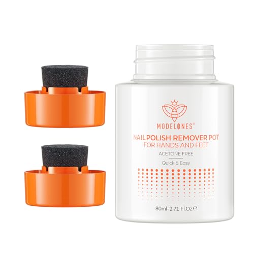 Modelones Nail Polish Remover Acetone-Free & Non Drying Nail Polish Remover Pot with Sponge-Top Lid Contains Jojoba Oil Professional Nail Remove Jar for Home Salon (80 ml)