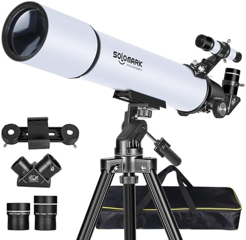 Telescope for Adults High Powered, 80mm Aperture 900mm Professional Refractor Telescope for Adults & Beginners, Compact and Portable Travel Telescopio with Carrying Bag and Designed Phone Adapter