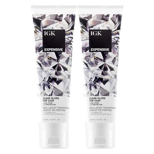 IGK EXPENSIVE Clear Gloss Top Coat | Shine + Strengthen + Smooth | Vegan + Cruelty Free | 4.2 Oz (Pack of 2)