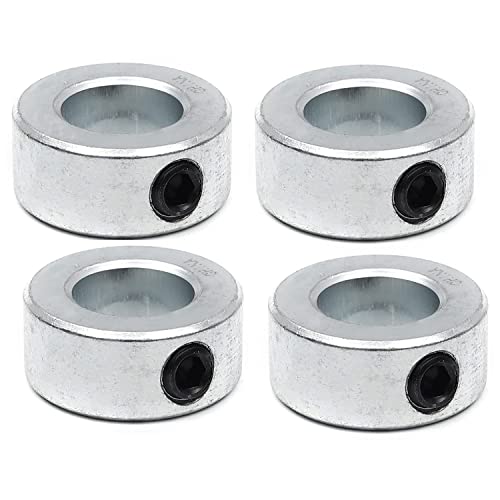 (4-Pack) 1” Bore Solid Steel Shaft Collars with Zinc Plated Coating - Durable Shaft Collars Suitable for Machinery and Industrial Use