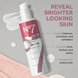 No7 Restore & Renew Dual Action Cleansing Lotion - Facial Cleanser & Exfoliant with Alpha Hydroxy Acid - Cleansing Lotion Makeup Remover for Anti-Aging