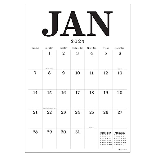 TF PUBLISHING January 2024 - December 2024 Medium Art Poster Wall Calendar | 12 Month Vertical Home or Office Desk Calendar | Monthly Portrait Grids For Appointments | Minimalist Design | 17" x 12"