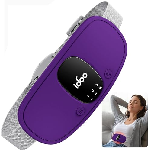 iDOO Heating Pad for Cramps, FSA HSA Eligible, Portable Cordless Heating Pad, Electric Waist Belt Device for Cramps Pain with 3 Heat Levels and 3 Massage Modes, Gifts for Women Girl (Deep Purple)