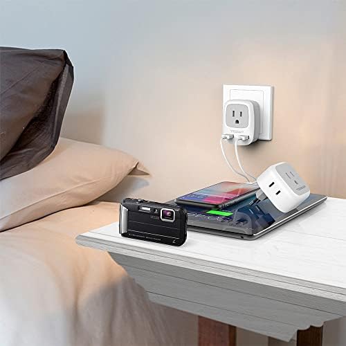 Small Power Strip with 3 USB Ports, TESSAN Flat Plug Extension Cord 6 Feet, Mini 6 Outlets Portable Nightstand Desktop Charging Station for Travel Dorm Room Cruise Ship Essentials
