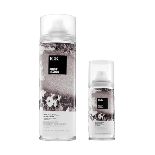 IGK FIRST CLASS ﻿Charcoal Detox Dry Shampoo for Oily Hair | Balances Oil + Soothes Scalp + Volumizes | Vegan + Cruelty Free