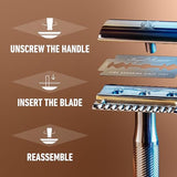 King C. Gillette Safety Razor with Chrome Plated Handle and 5 Platinum Coated Double Edge Safety Razor Blade Refills