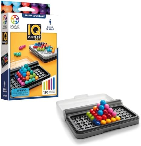 SmartGames IQ Puzzler Pro, a Travel Game for Kids and Adults, a Cognitive Skill-Building Brain Game - Brain Teaser for Ages 6 & Up, 120 Challenges in Travel-Friendly Case.