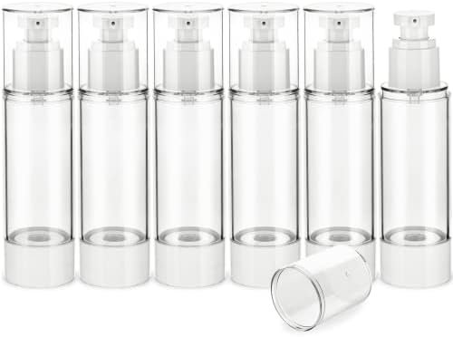 2.7OZ/80ML Clear Airless Pump Bottles, Lotion Dispenser Travel with Pump, Vacuum Plastic Travel Size Lotion Bottle for Foundation, Creams, Cosmetic(6 Pack)