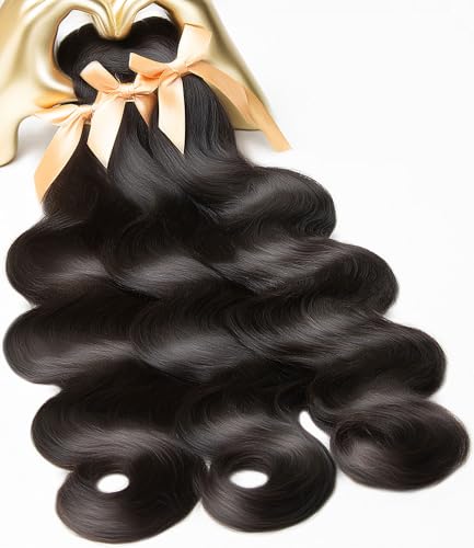 mlip Raw Bundles Human Hair Body Wave, No Tangle Shedding, Keep Texture Silky Soft After Multiple Washes, 15A Raw Indian Hair Bundles 10 12 14 Inches, Triple Lifespan 3X